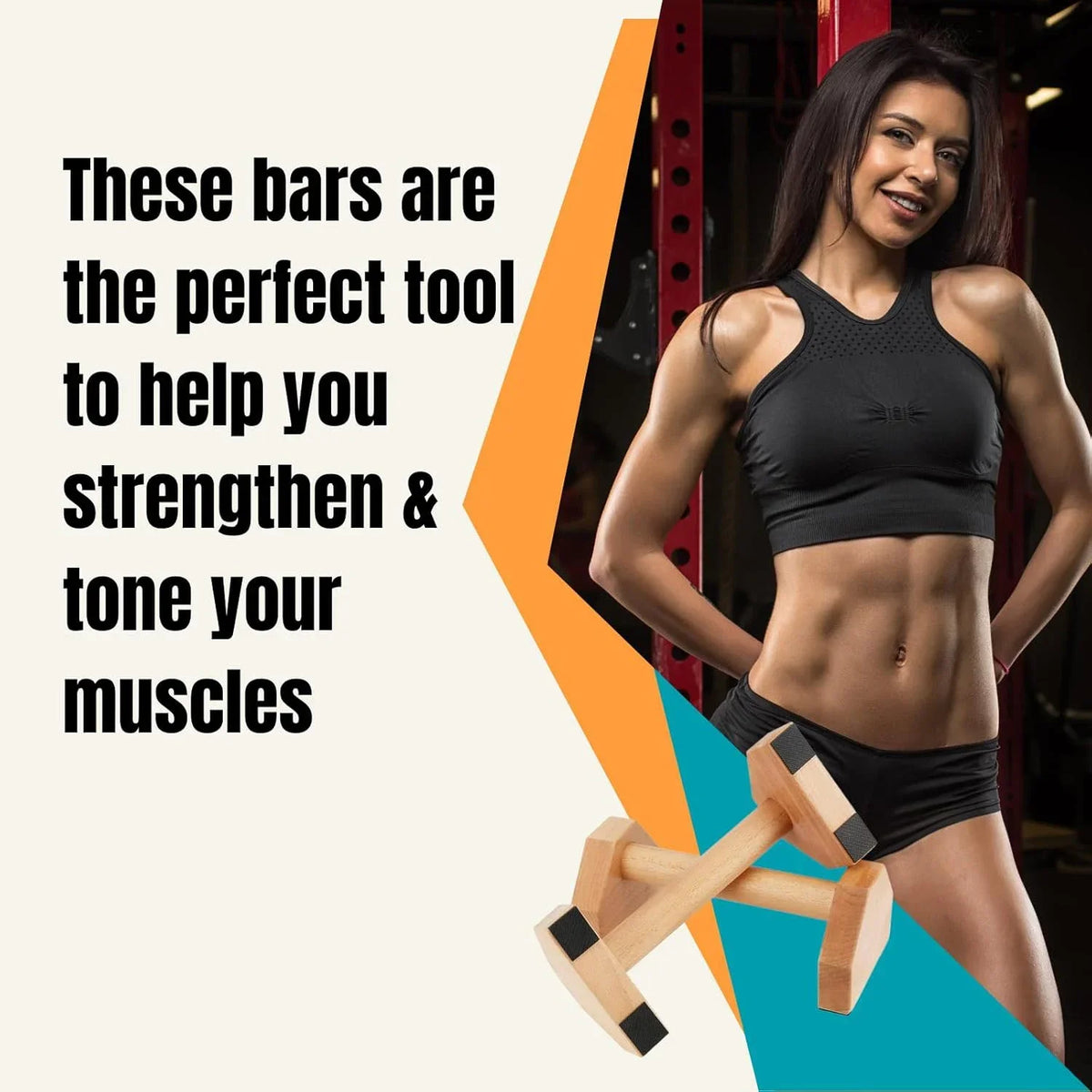 FanzyMarket wooden beech push-up bars 2-pack with anti-slip base for strength training and core workouts, ideal for fitness routines.