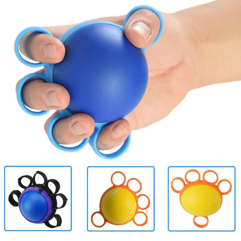 FanzyMarket yellow hand therapy grip strengthener ball for finger and hand muscle recovery, exercise, and grip strengthening.