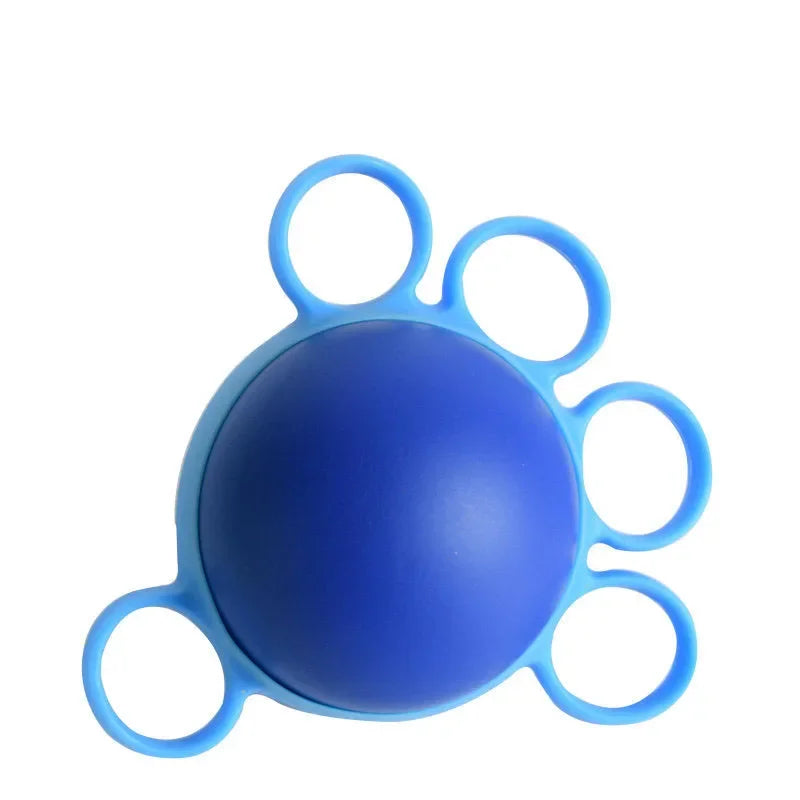 FanzyMarket yellow hand therapy grip strengthener ball for finger and hand exercises, muscle recovery, and fitness training.