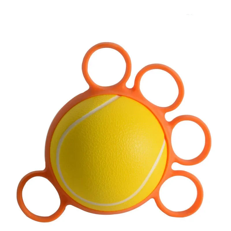FanzyMarket yellow hand therapy grip strengthener ball for finger and hand muscle recovery, fitness, and exercise training.