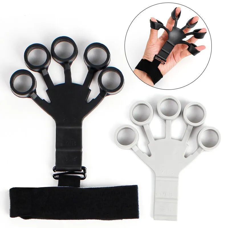 FanzyMarket 2-pack silicone finger exercisers with 6 resistance levels for hand strength, rehab, guitarists, and athletes.