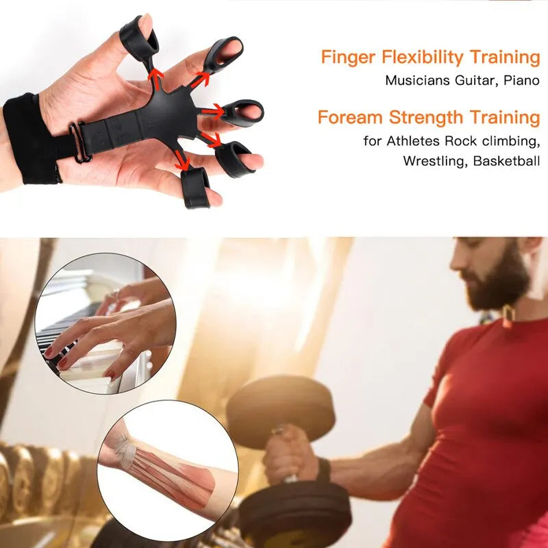 FanzyMarket 2-Pack Silicone Finger Exercisers with 6 resistance levels for hand, finger strength, rehab, guitarists, and athletes.