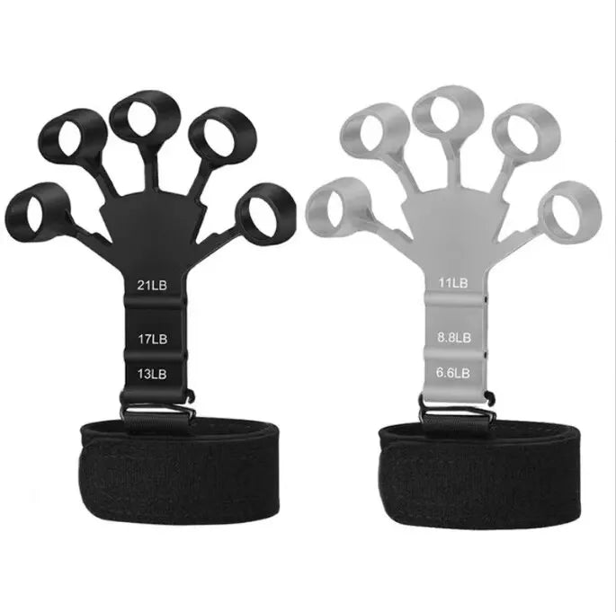 FanzyMarket 2-pack silicone finger exercisers with 6 resistance levels for hand strength, rehab, guitarists, and athletes.