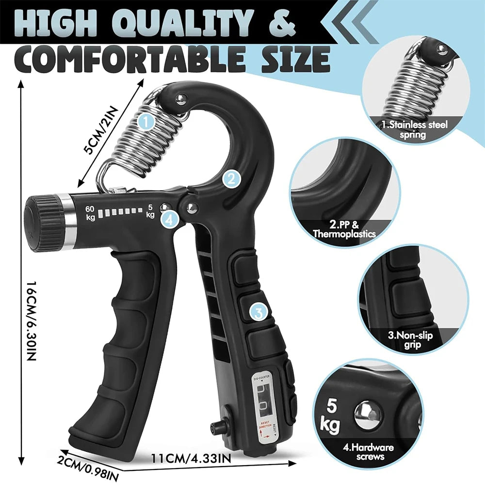 FanzyMarket adjustable hand gripper set with two heavy-duty grip strength trainers for wrist and finger exercises.