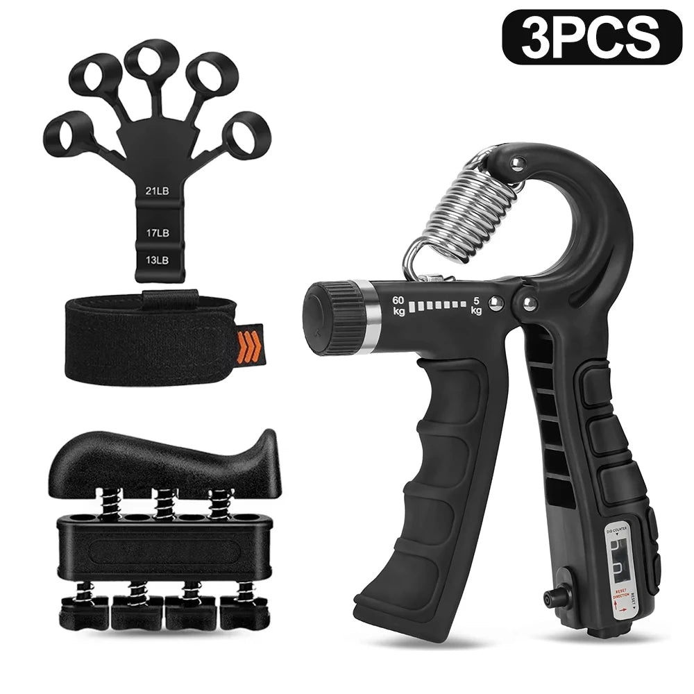 FanzyMarket adjustable hand grippers with accessories, heavy-duty grip strength trainer for wrist and finger exercise, 10–60 kg.