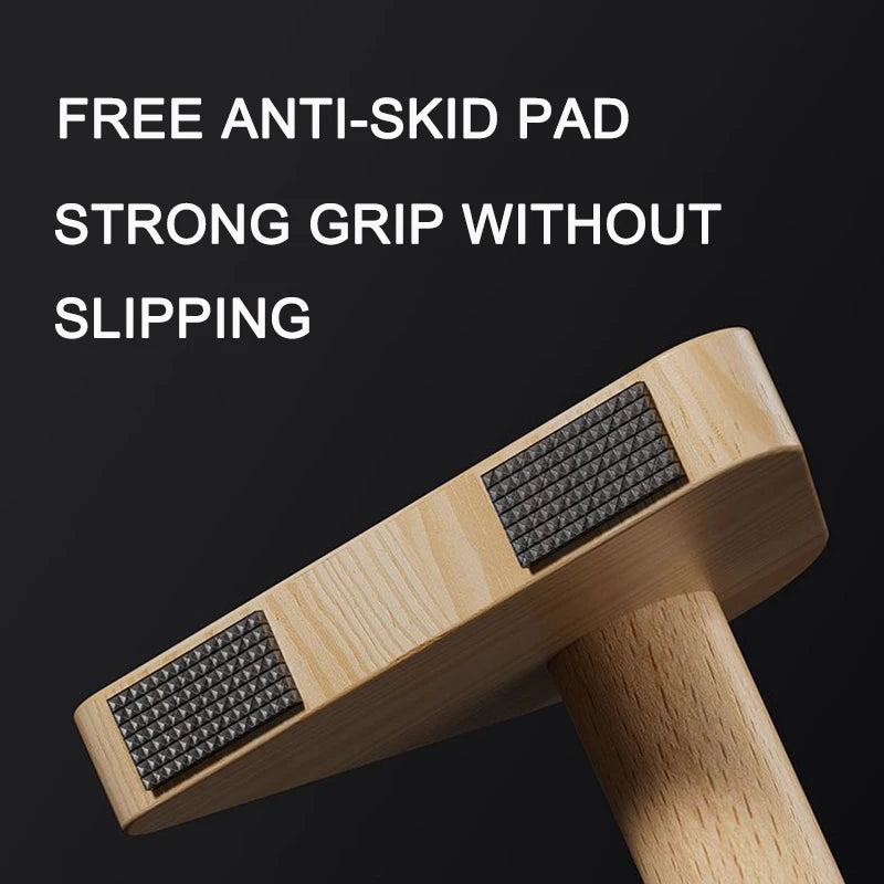 Solid beech wood foldable push-up and dip stand by FanzyMarket, portable Russian parallel bars for home gym strength training.