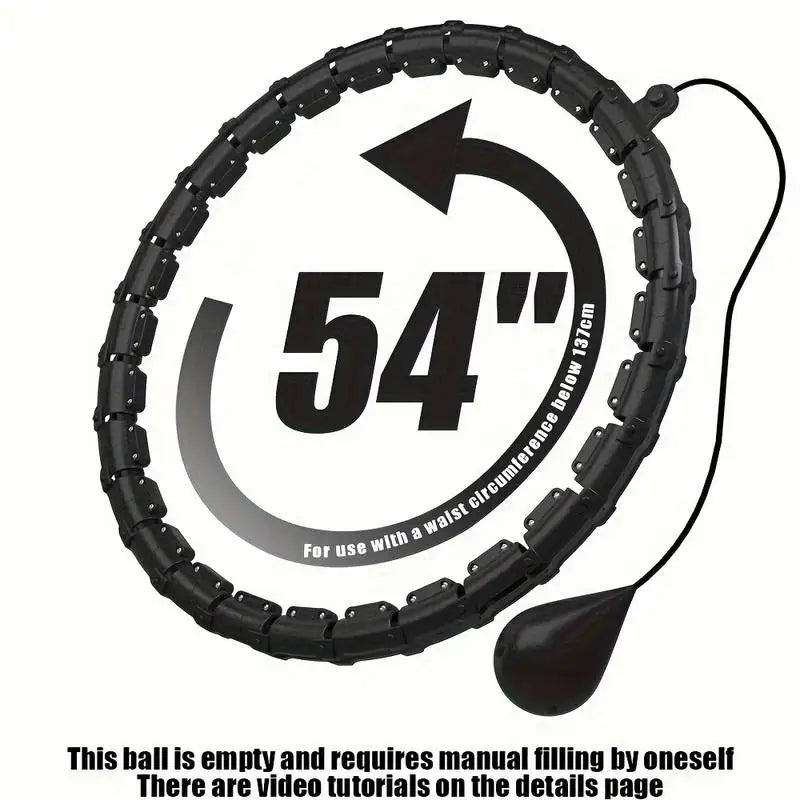 FanzyMarket adjustable detachable fitness hoop, black 2-in-1 waist training and Pilates hula hoop, suitable for exercise and fitness.