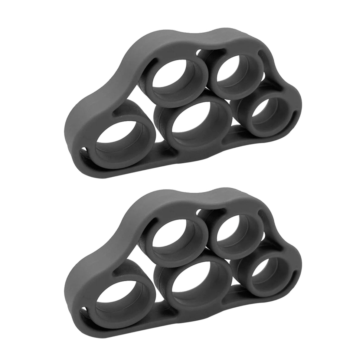 Dark green FanzyMarket 5-finger silicone finger strengthener ring for hand grip, rehab, guitar practice, and stress relief.