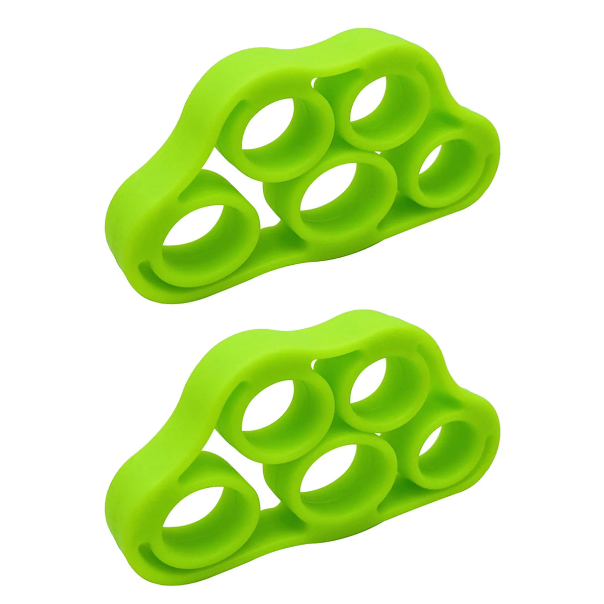 FanzyMarket 5-finger silicone finger strengthener ring for hand grip, finger exercise, rehab, guitar practice, and stress relief.