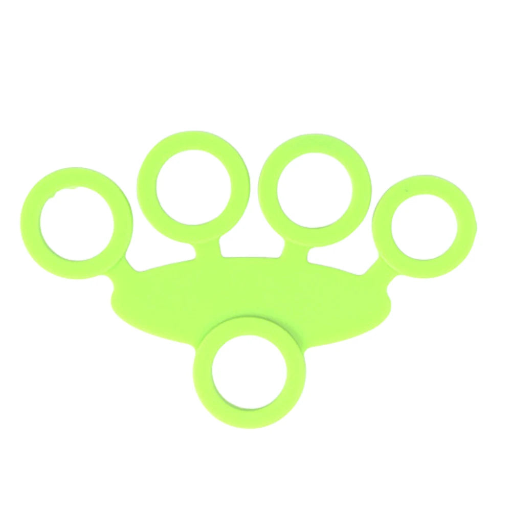 Dark green 5-finger silicone strengthener ring by FanzyMarket for hand grip, finger exercise, rehab, guitar practice, and stress relief.