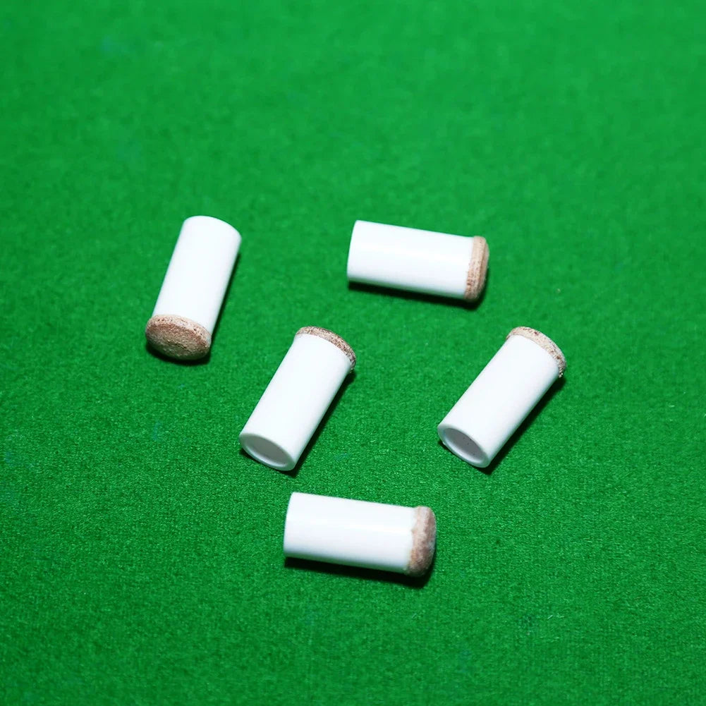 Five-pack of FanzyMarket slip-on pool cue ferrules in 11mm and 13mm sizes, replacement billiard and snooker cue tips.