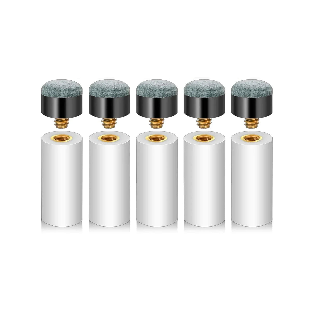 Set of 5 or 10 screw-on pool cue tips with ferrules, 12mm leather billiard cue tip replacements by FanzyMarket.