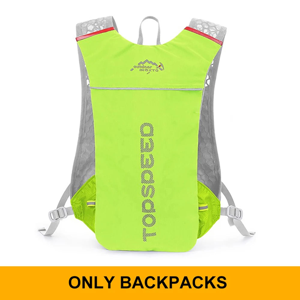 FanzyMarket black 5L ultralight hydration running vest backpack with breathable design, suitable for trail and marathon jogging.