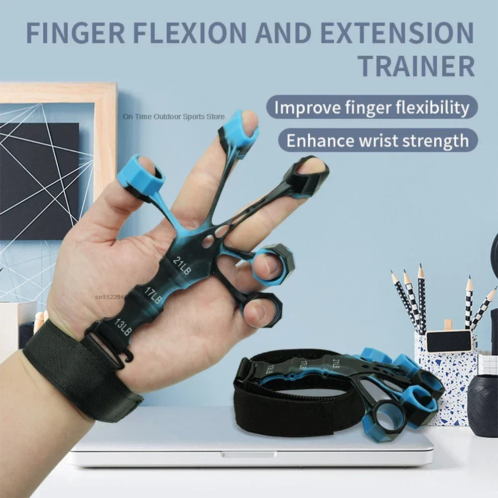 FanzyMarket 3-level silicone hand and finger strengthener for grip training, rehab, arthritis relief, suitable for guitarists.