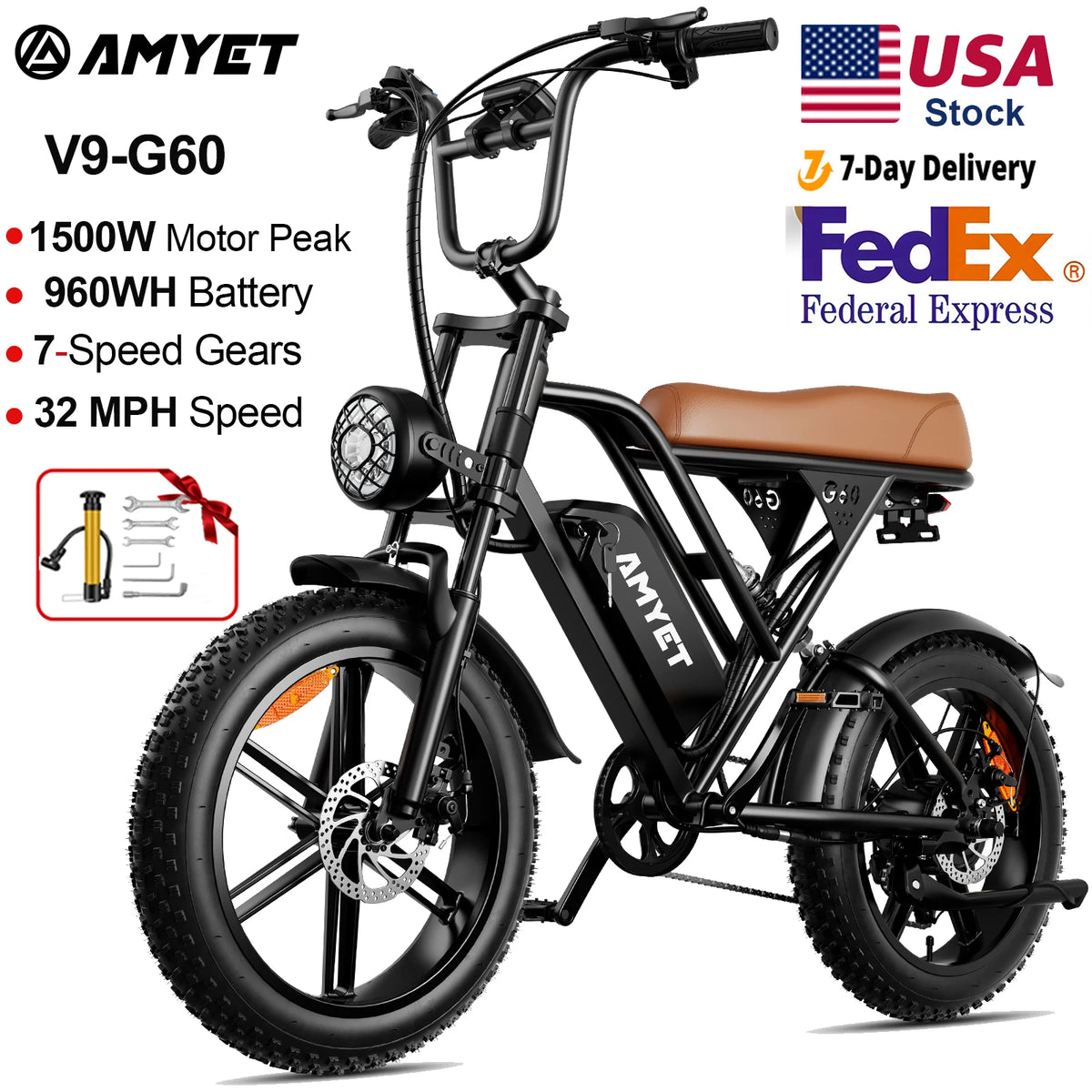 FanzyMarket electric fat-tire bike with 1000W motor, 20x4-inch wheels, removable battery, 7-speed, dual suspension, black color.