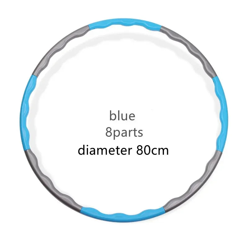 Blue FanzyMarket adjustable 7/8/9-section hula hoop for Pilates, yoga, waist slimming, massage, and fitness exercises.