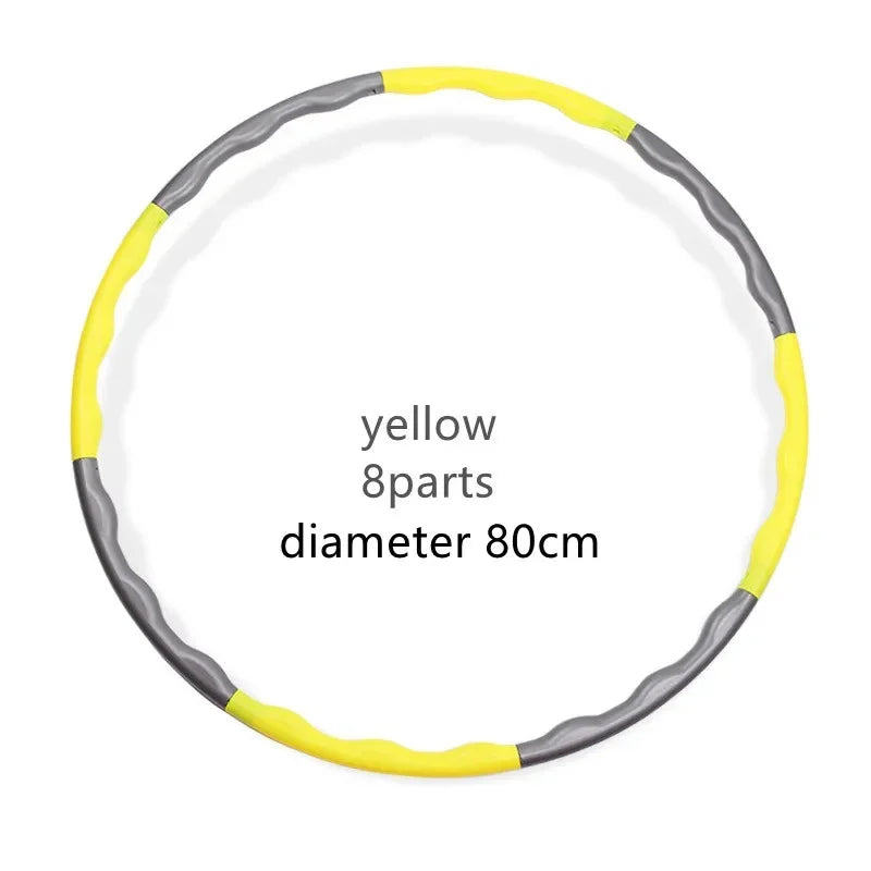 Blue FanzyMarket adjustable hula hoop with 7, 8, or 9 detachable sections for Pilates, yoga, waist slimming, and fitness exercises.