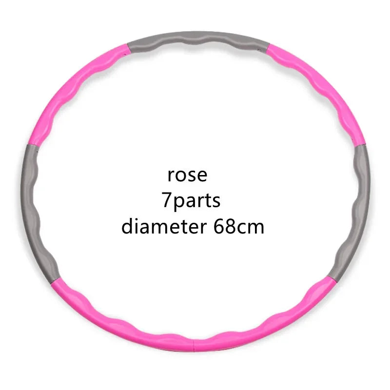 FanzyMarket adjustable 7/8/9-section blue hula hoop for fitness, Pilates, and yoga, designed for waist slimming and massage exercises.