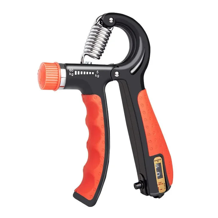 FanzyMarket adjustable hand gripper for forearm strength, with 10-60 kg (22-132 lb) resistance, black exercise hand exerciser.