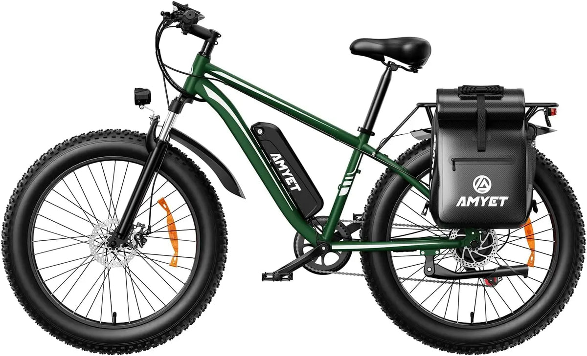 Blue FanzyMarket electric fat tire mountain bike with dual suspension, 26-inch wheels, 1000W motor, and removable 48V 15Ah battery.