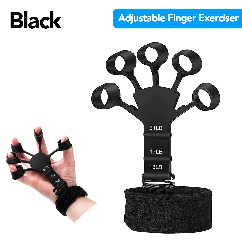 Black adjustable FanzyMarket hand gripper for strength training, finger exercises, wrist training, with 5-60 kg resistance.