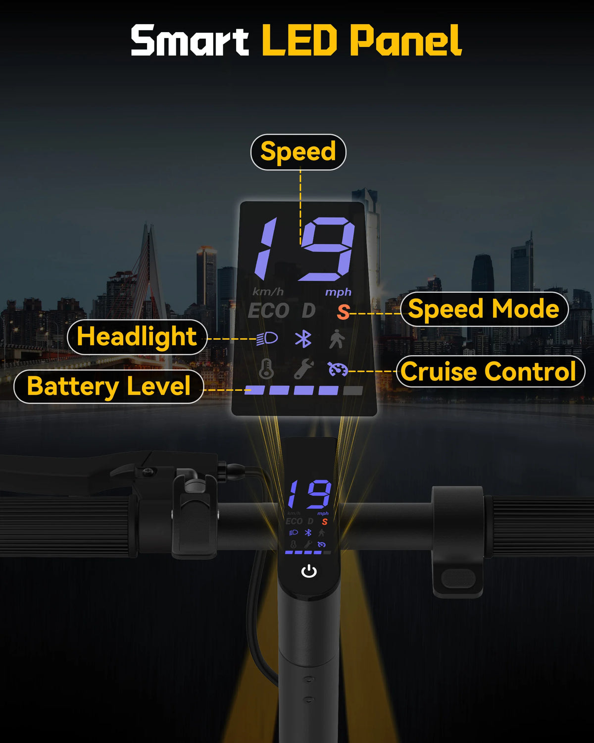 FanzyMarket foldable electric scooter with 350W motor, digital control, 4-speed modes, and a 16-40 mile range for adults.