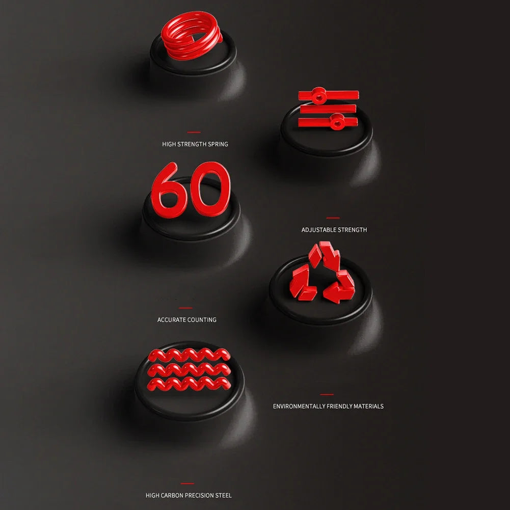 FanzyMarket adjustable hand grip strengthener with mechanical counter, red nonslip design for wrist, finger, and forearm training.