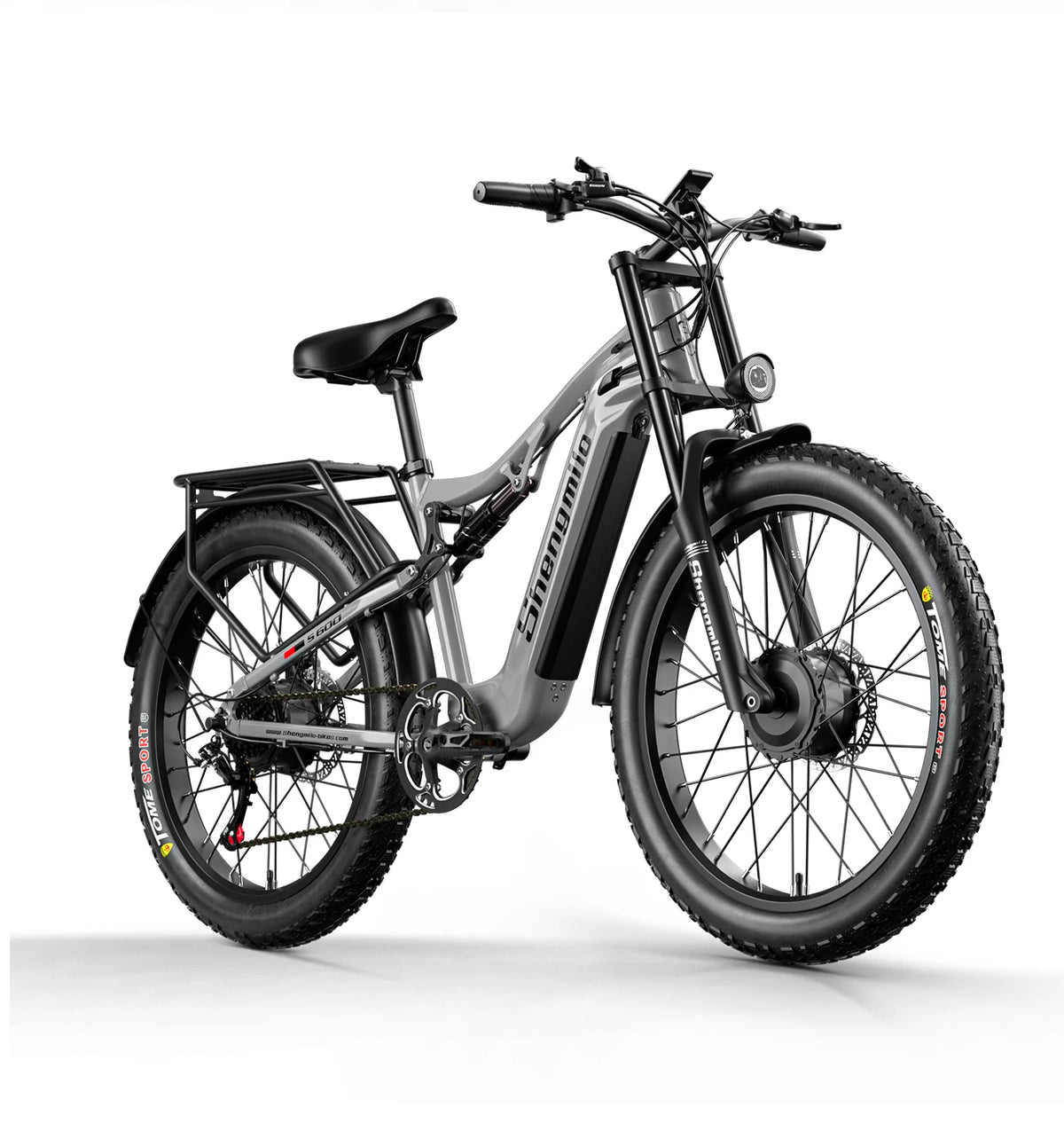 FanzyMarket 2000W dual-motor electric mountain bike with dual suspension and 26-inch wheels, showing the bike’s frame and suspension system.