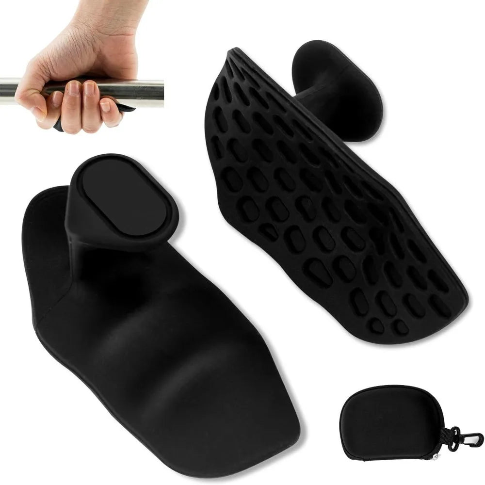 FanzyMarket anti-slip finger grip strengthener in black, portable silicone hand exerciser for dumbbell and weight training.
