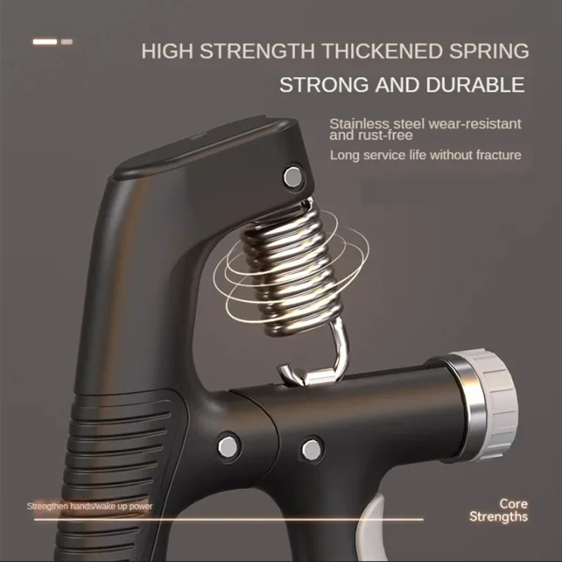 FanzyMarket adjustable hand grip strengthener for forearm, wrist, and finger exercise, black design, 10-100kg resistance.