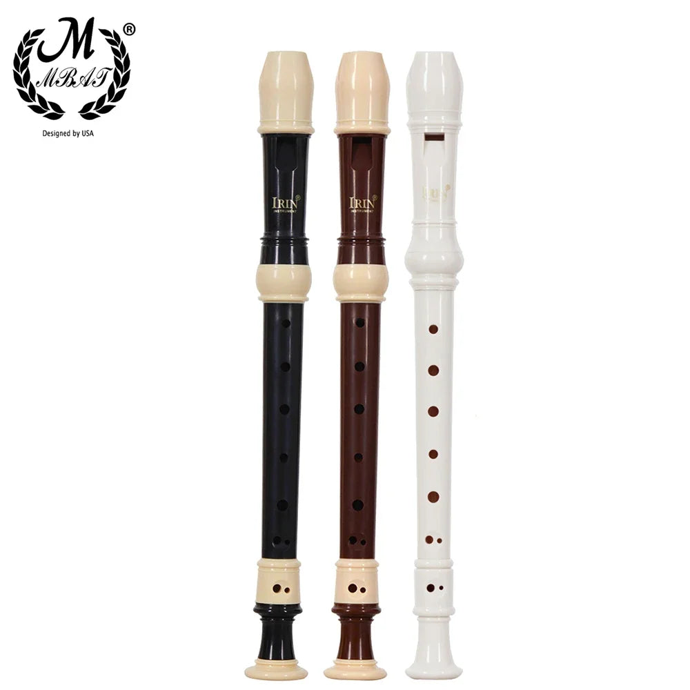 FanzyMarket Baroque fingering soprano recorder in white, 32.5 cm ABS flute with cleaning rod and cloth for beginners and intermediate players.