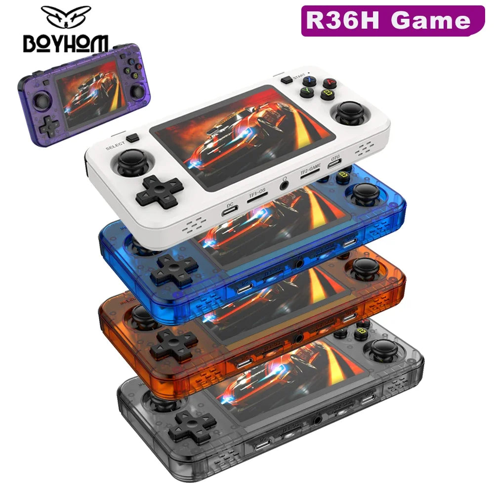 FanzyMarket Dual-RAM Retro Handheld Game Console with 3.5-inch IPS screen, Linux ARKOS, 15,000 games, microSD up to 256GB.