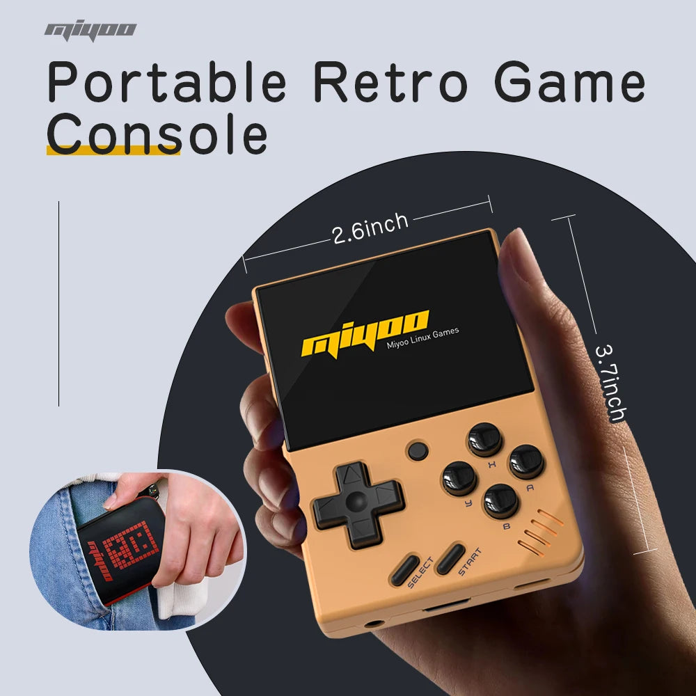 FanzyMarket portable retro handheld game console with 2.8-inch IPS screen, classic gaming emulator, and 5K+ games.